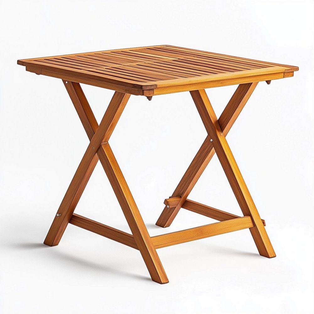 Mesa Plegable Exterior Cuadrada de Madera de Acacia 70x70x72 cm