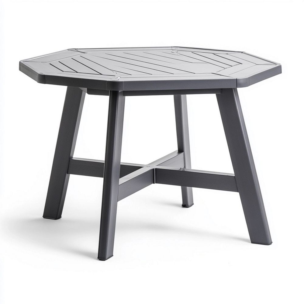 Mesa de Jardín Octogonal de Polipropileno Gris 90cm