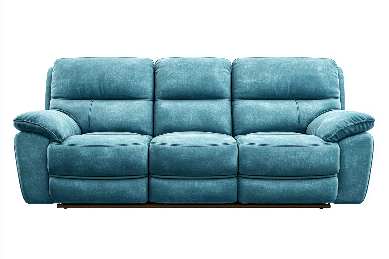 Canapé 3 places en tissu – bleu turquoise – assise profonde et dossier rembourré
