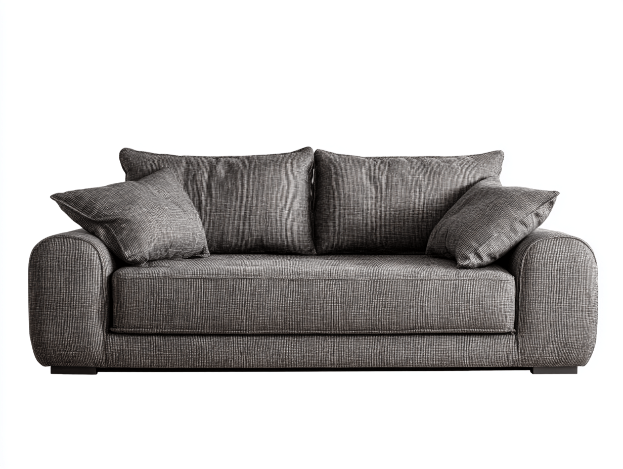 Canapé 2 places en tissu – gris foncé – coussins amovibles