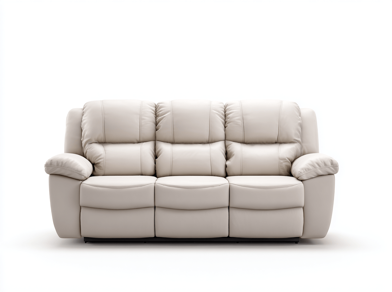 Canapé trois places - cuir synthétique blanc - style relax avec assises profondes et accoudoirs moelleux