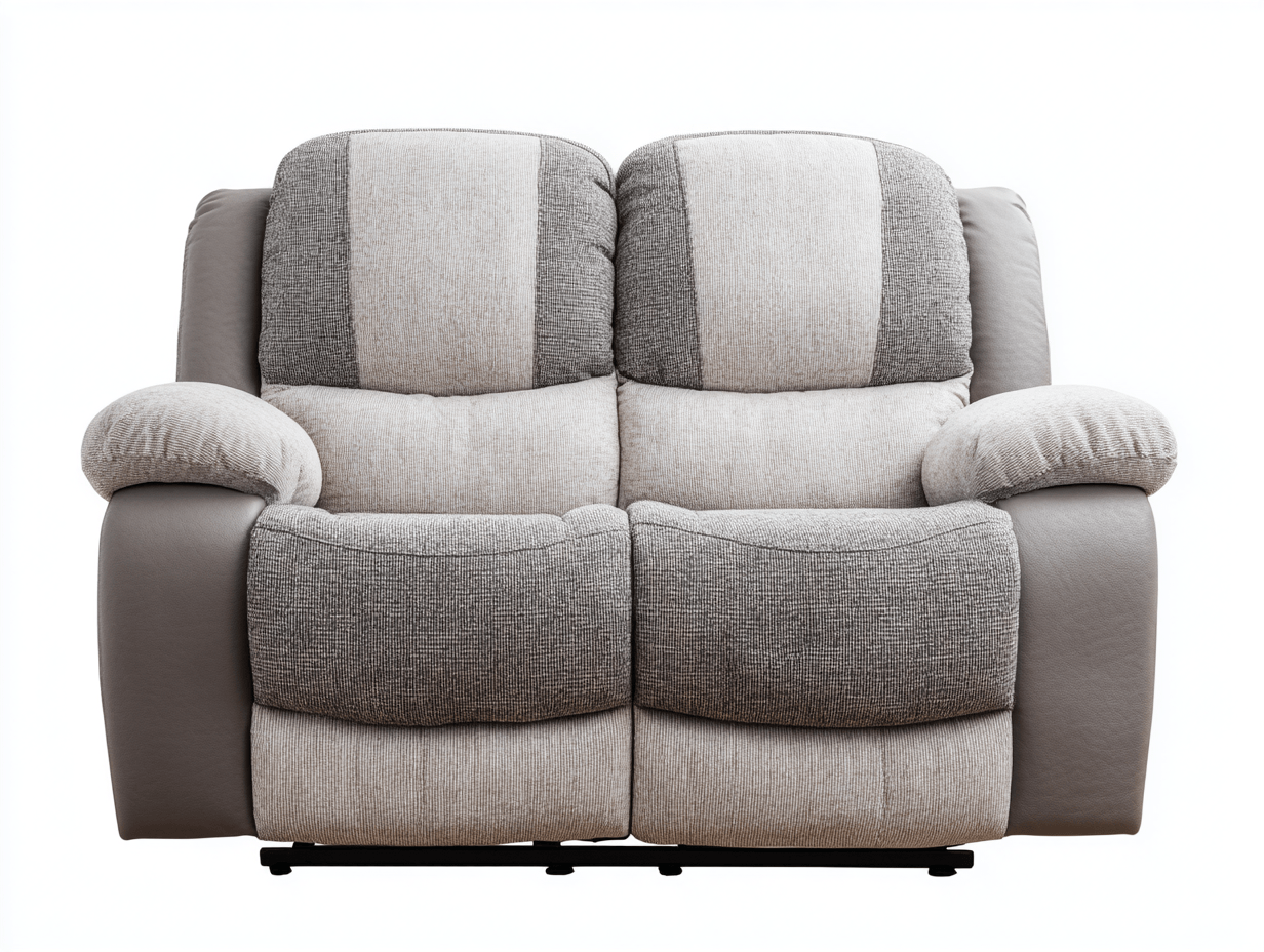 Canapé 2 places en tissu et simili cuir – gris – fixe avec rembourrage épais