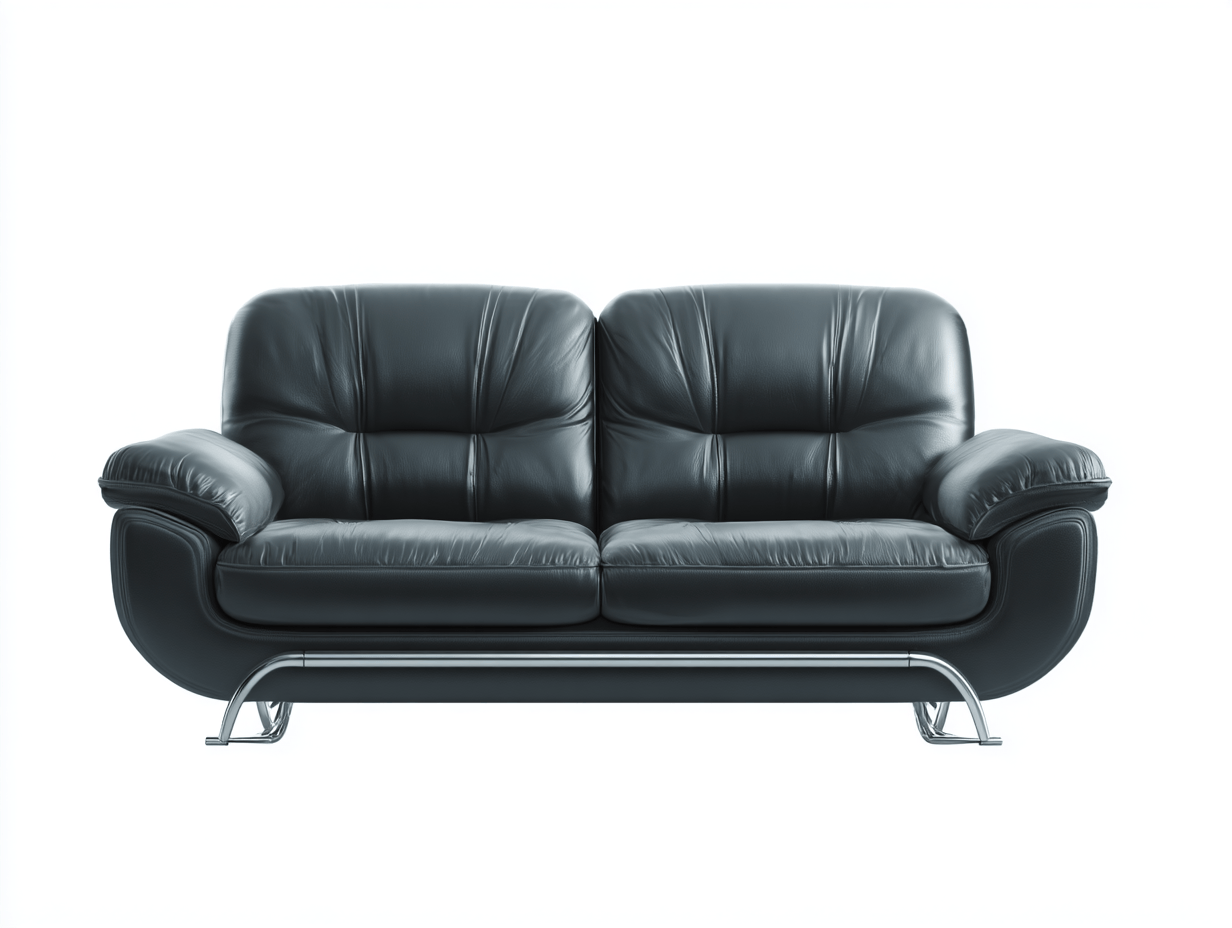 Canapé 2 places en cuir synthétique – noir – design moderne avec structure métallique