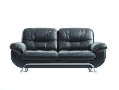 Canapé 2 places en cuir synthétique – noir – design moderne avec structure métallique