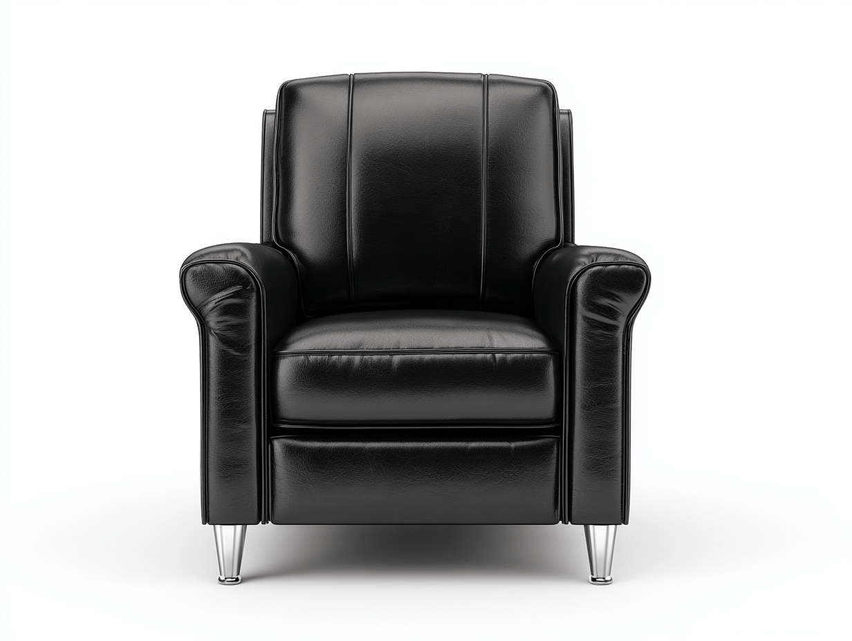 Fauteuil en cuir synthétique noir – style moderne avec pieds en métal chromé