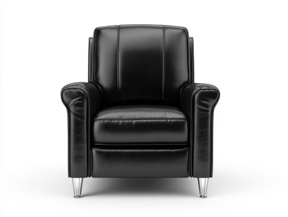 Fauteuil en cuir synthétique noir – style moderne avec pieds en métal chromé