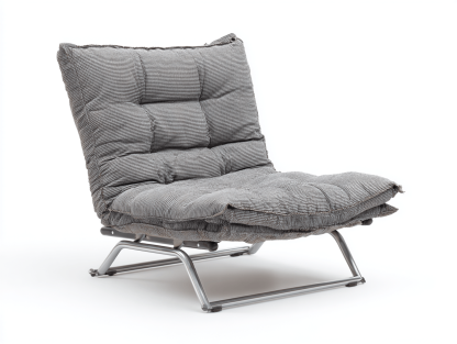 Fauteuil futon en tissu – gris rayé – cadre métallique léger