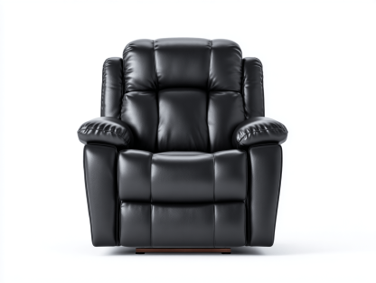Fauteuil en cuir synthétique noir – dossier rembourré et accoudoirs épais