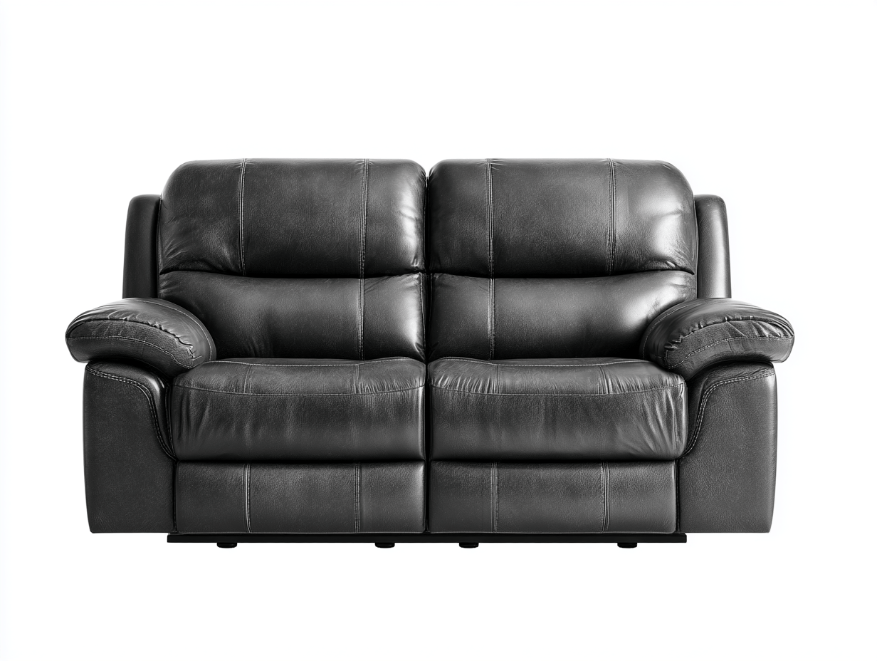 Canapé 2 places – similicuir – gris foncé – style relax sans inclinaison