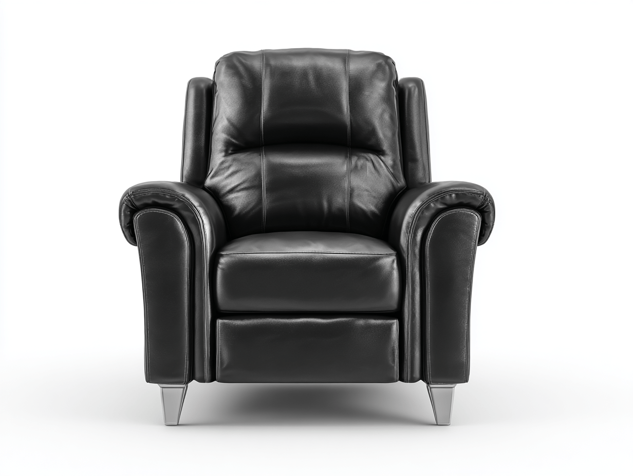 Fauteuil fixe - cuir synthétique noir - avec pieds en métal et dossier haut rembourré