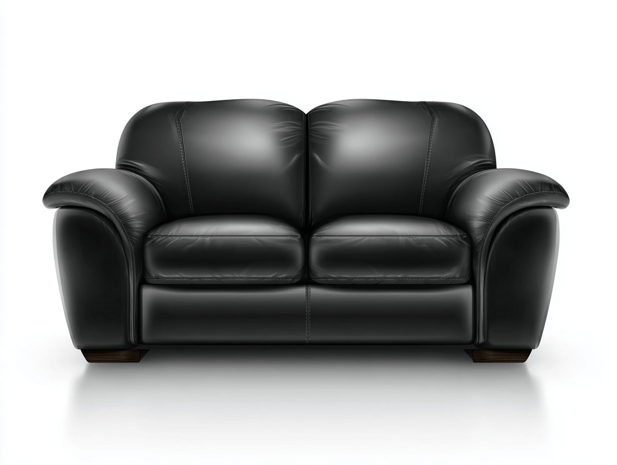 Canapé 2 places – cuir synthétique noir – accoudoirs arrondis et rembourrage généreux