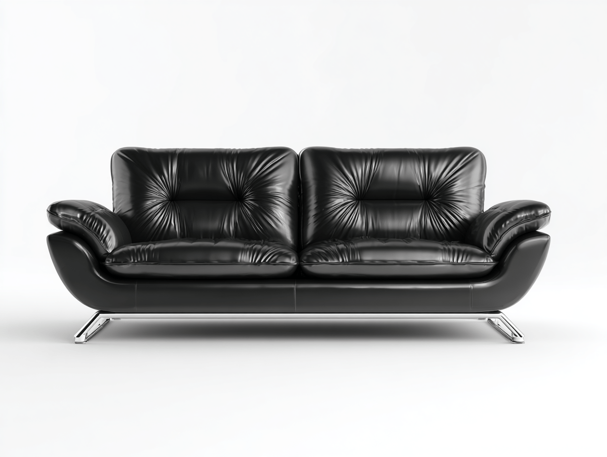 Canapé 2 places – cuir synthétique noir – design contemporain avec pieds chromés