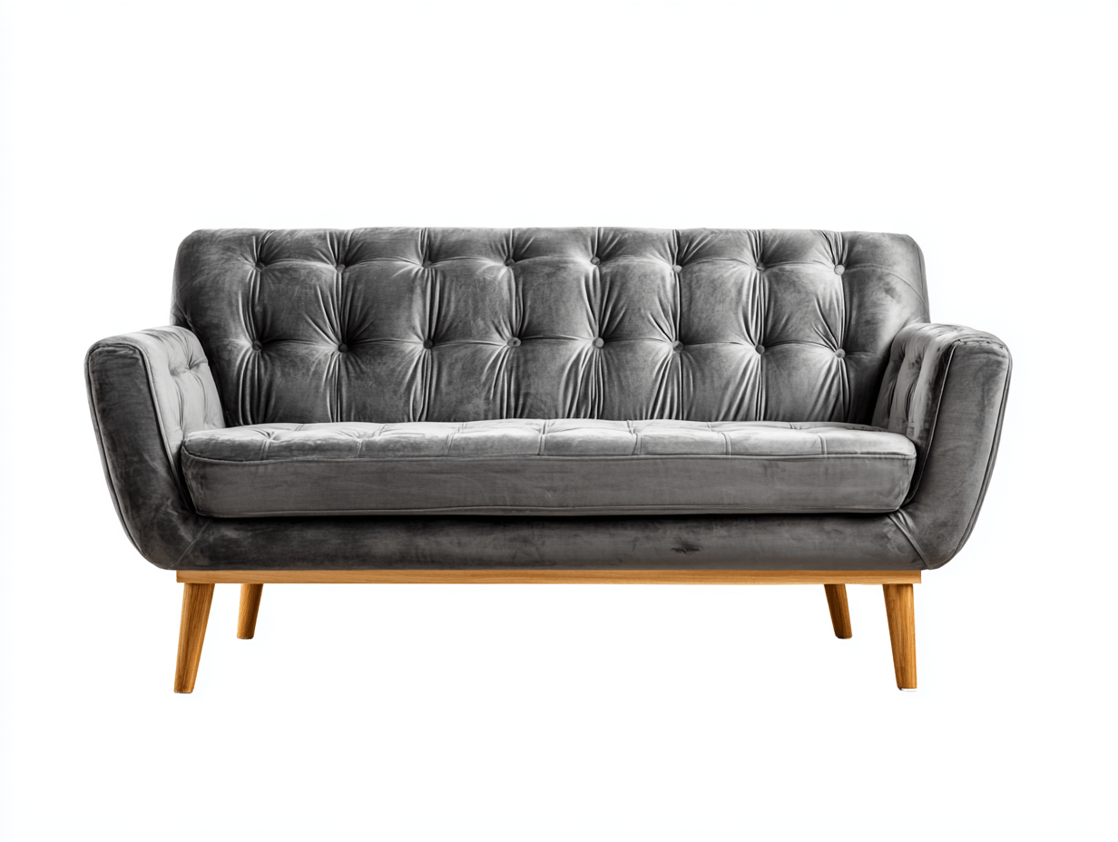 Canapé 2 places en tissu velours – gris foncé – pour salon