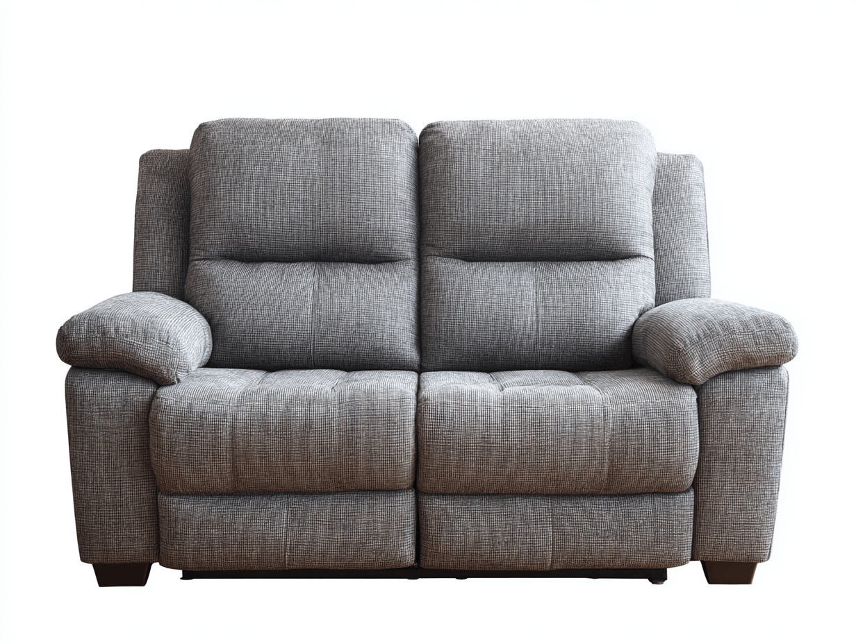 Canapé 2 places en tissu – gris – structure fixe avec accoudoirs rembourrés