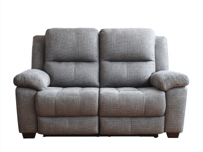 Canapé 2 places en tissu – gris – structure fixe avec accoudoirs rembourrés