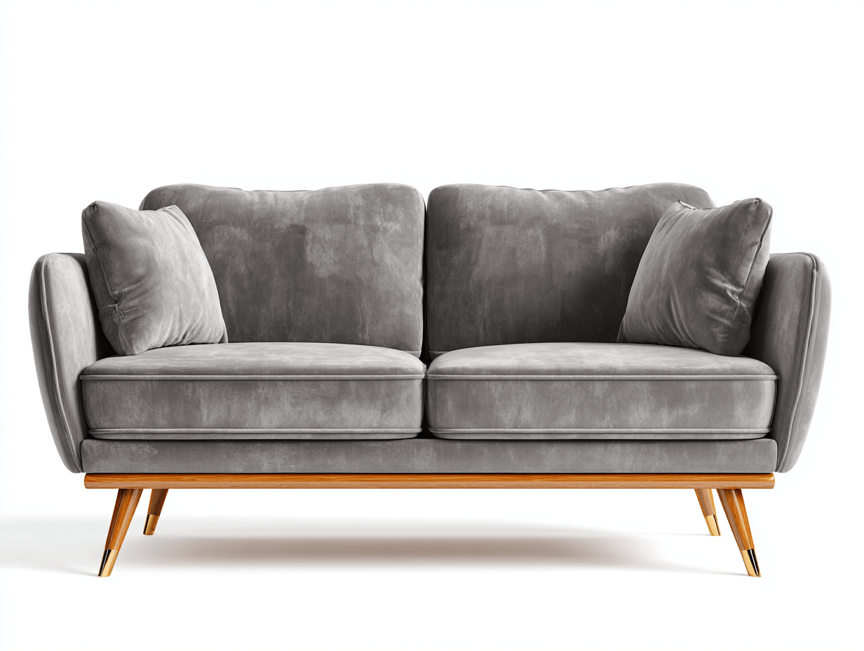 Canapé 2 places en tissu velours – gris – pour salon