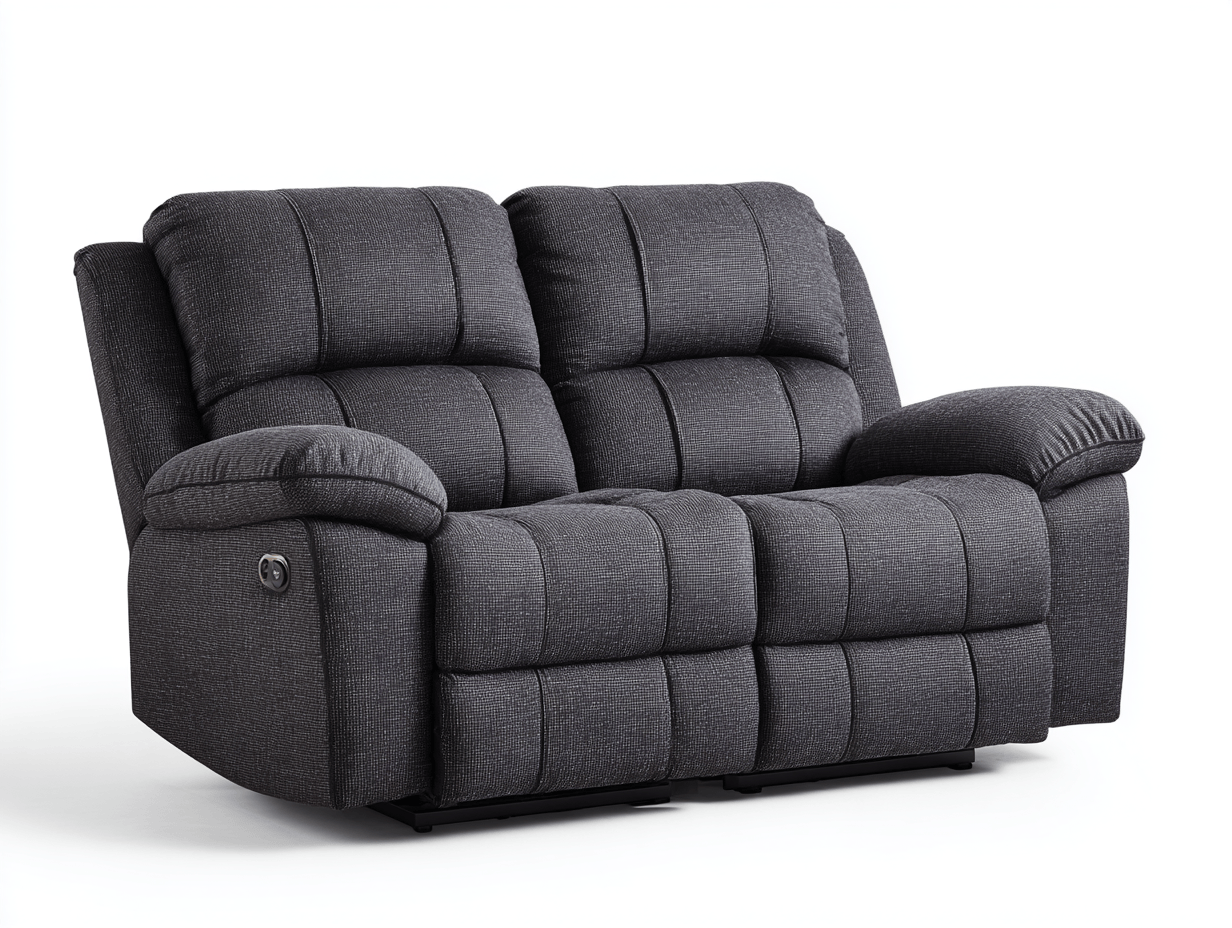 Canapé 2 places relax électrique en tissu – gris foncé – avec accoudoirs rembourrés