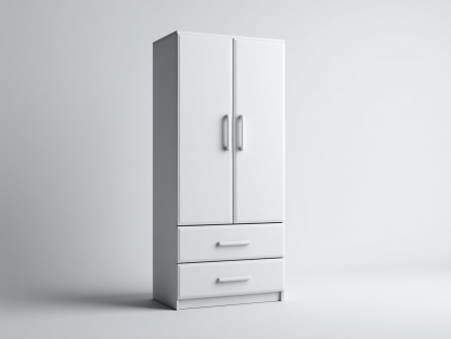 Armoire en bois – blanche – avec deux portes et tiroirs