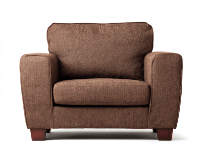 Fauteuil en tissu – brun – assise rembourrée et accoudoirs larges