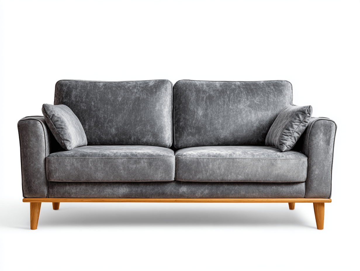 Canapé 2 places en tissu velours – gris – pour salon