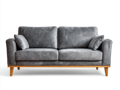 Canapé 2 places en tissu velours – gris – pour salon