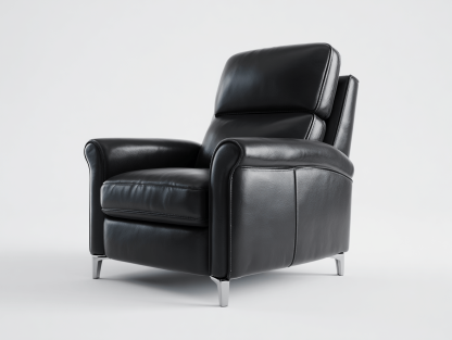Fauteuil en cuir synthétique noir – design ergonomique avec pieds en métal chromé