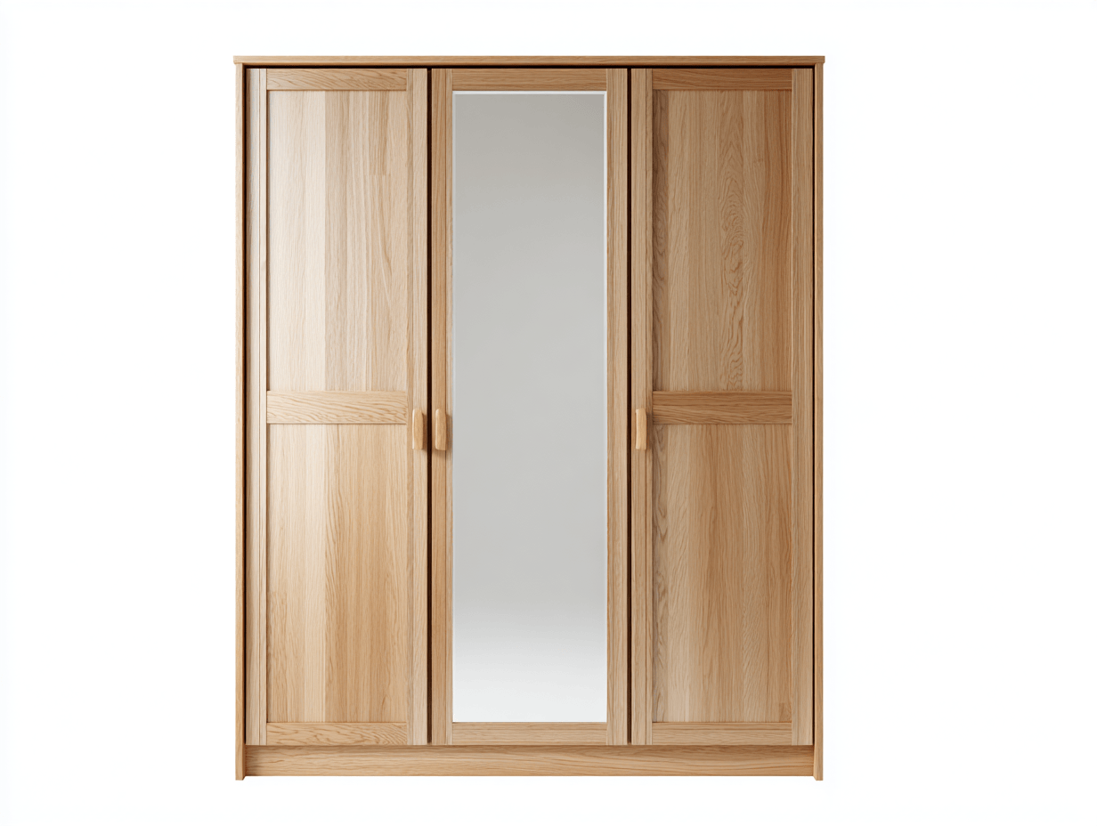 Armoire en bois – chêne clair – avec miroir central