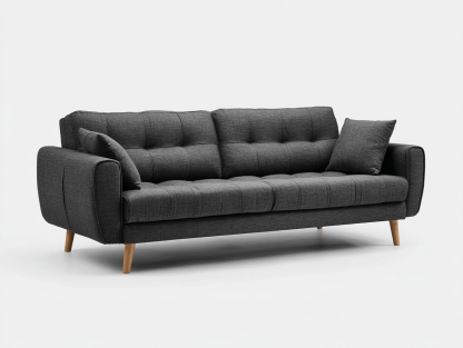 Canapé 3 places – tissu – gris foncé – style scandinave avec pieds en bois