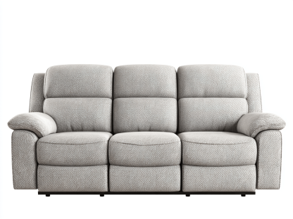 Canapé trois places - tissu gris clair - style relax moderne avec coussins séparés et accoudoirs rembourrés