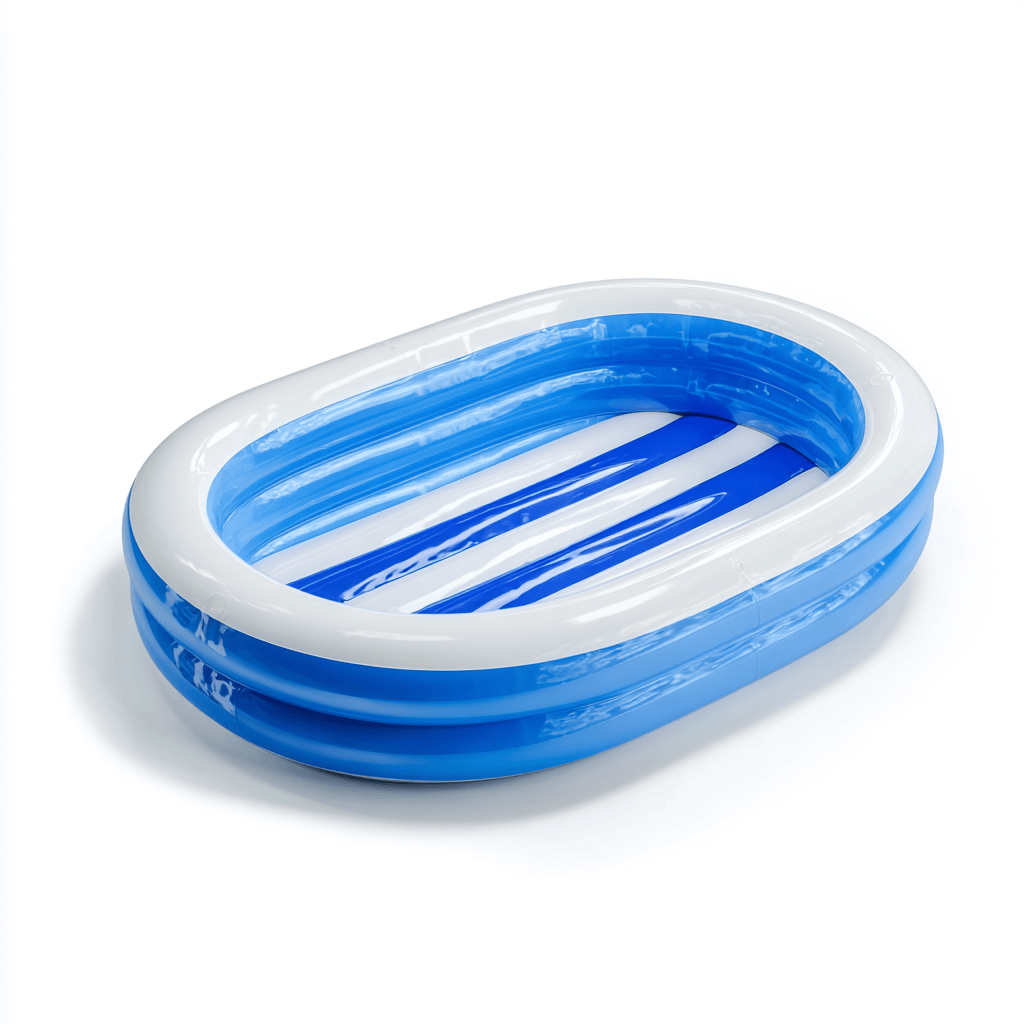 Piscine gonflable ovale – PVC – blanc/bleu – pour enfants ou jardin estival