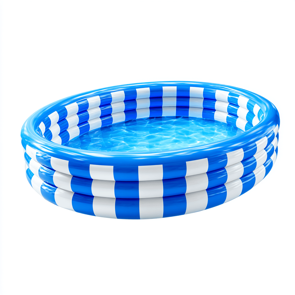 Piscine gonflable ovale – PVC – blanc/bleu – design rayé pour enfants ou terrasse