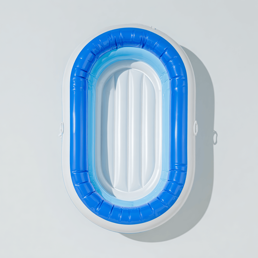 Piscine gonflable ovale – PVC – blanc/bleu – avec poignées latérales pour enfants