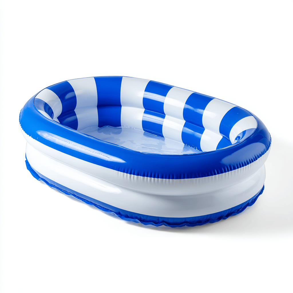Piscine gonflable ovale – PVC – bleu/blanc rayé – pour enfants
