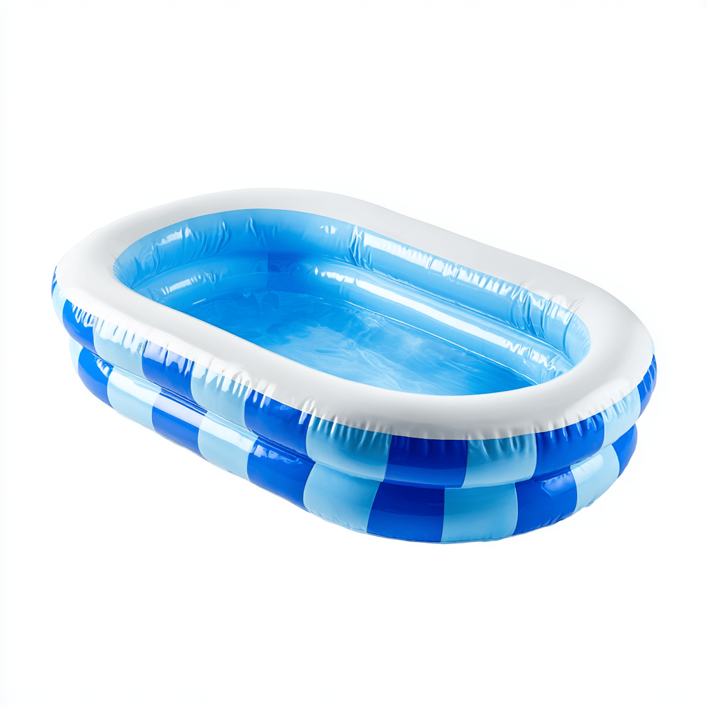Piscine gonflable ovale – PVC – bleu/blanc à carreaux – pour enfants