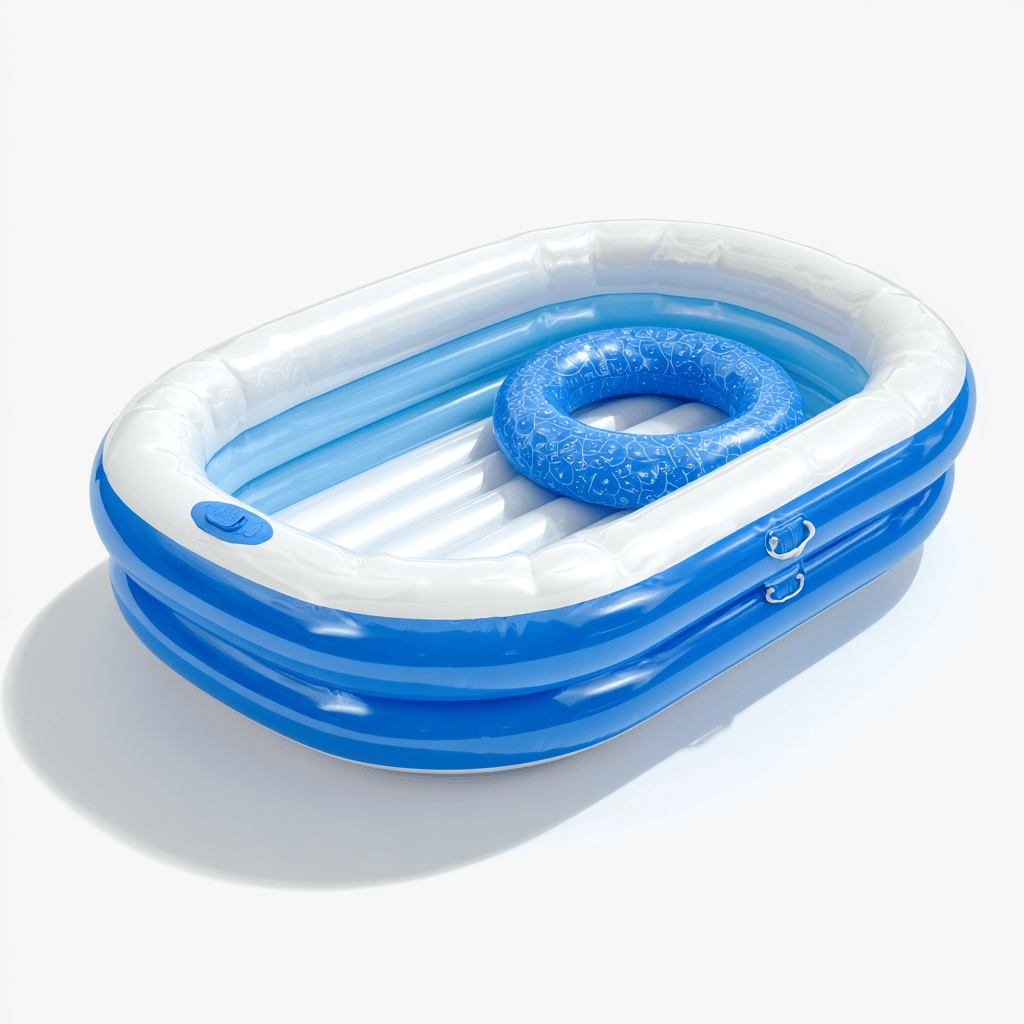 Piscine gonflable pour enfants avec bouée – PVC – bleu/blanc – ovale – pour jardin