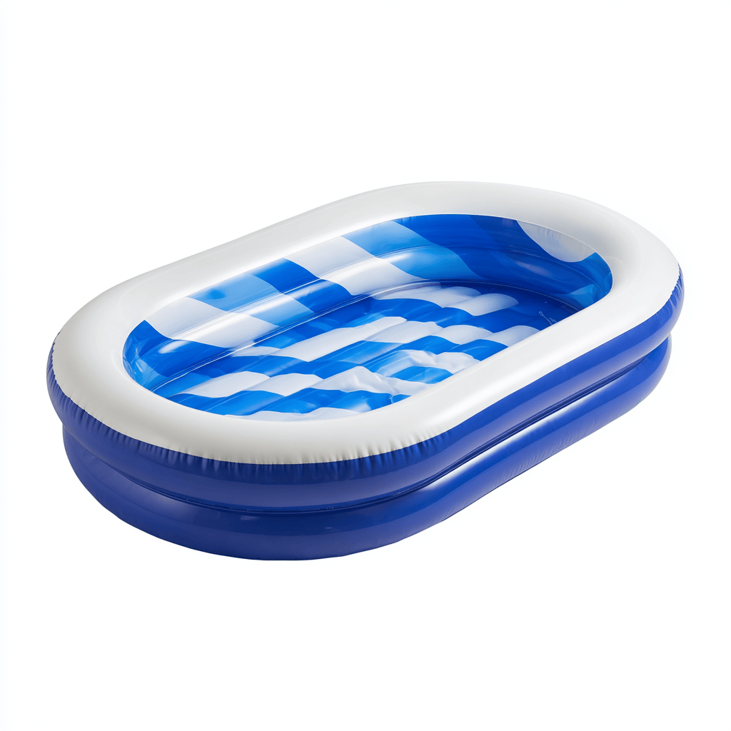 Piscine gonflable pour enfants – PVC – bleu/blanc – fond matelassé