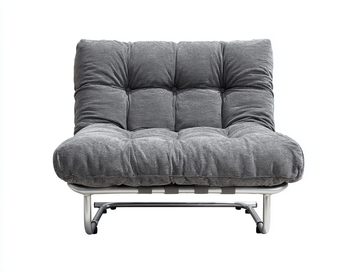Fauteuil futon en tissu – gris – structure métallique avec roulettes