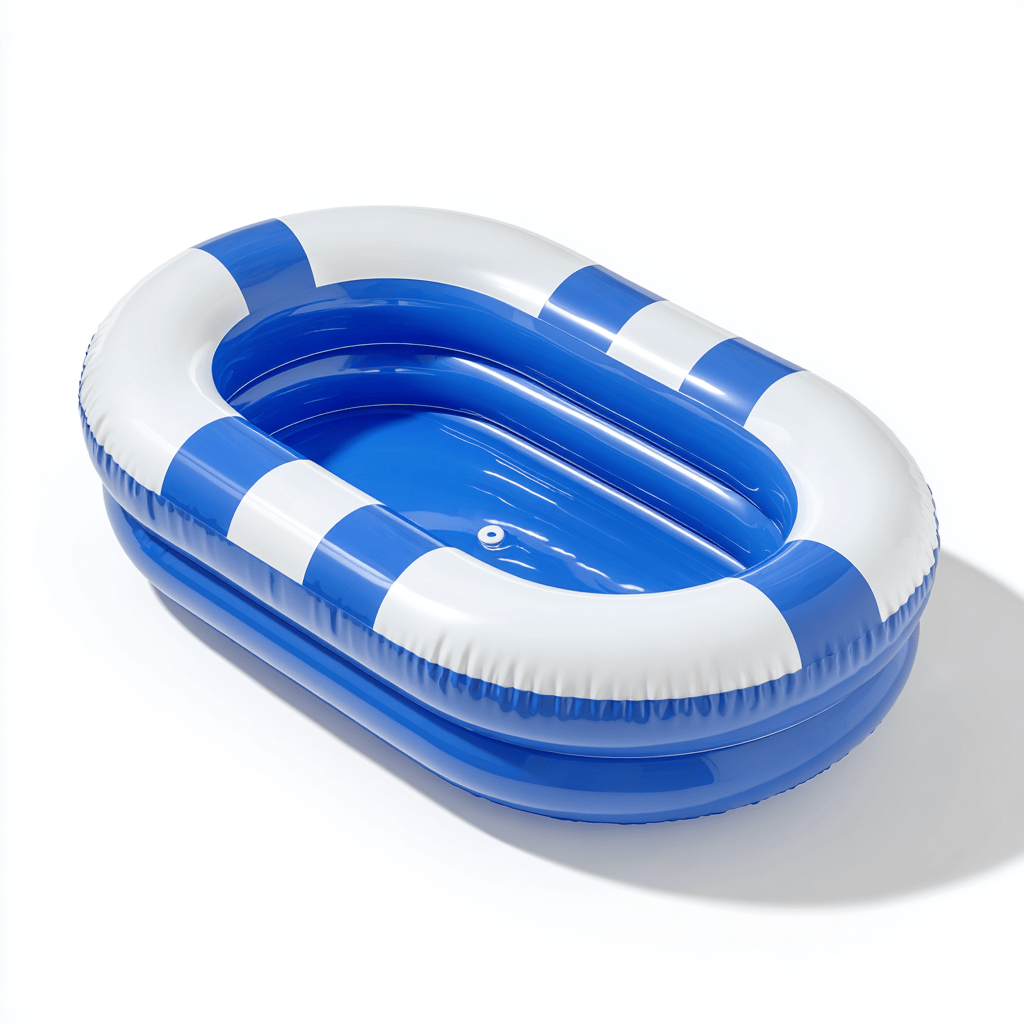 Piscine gonflable pour enfants – PVC – bleu/blanc – ovale – rayures larges – pour jardin
