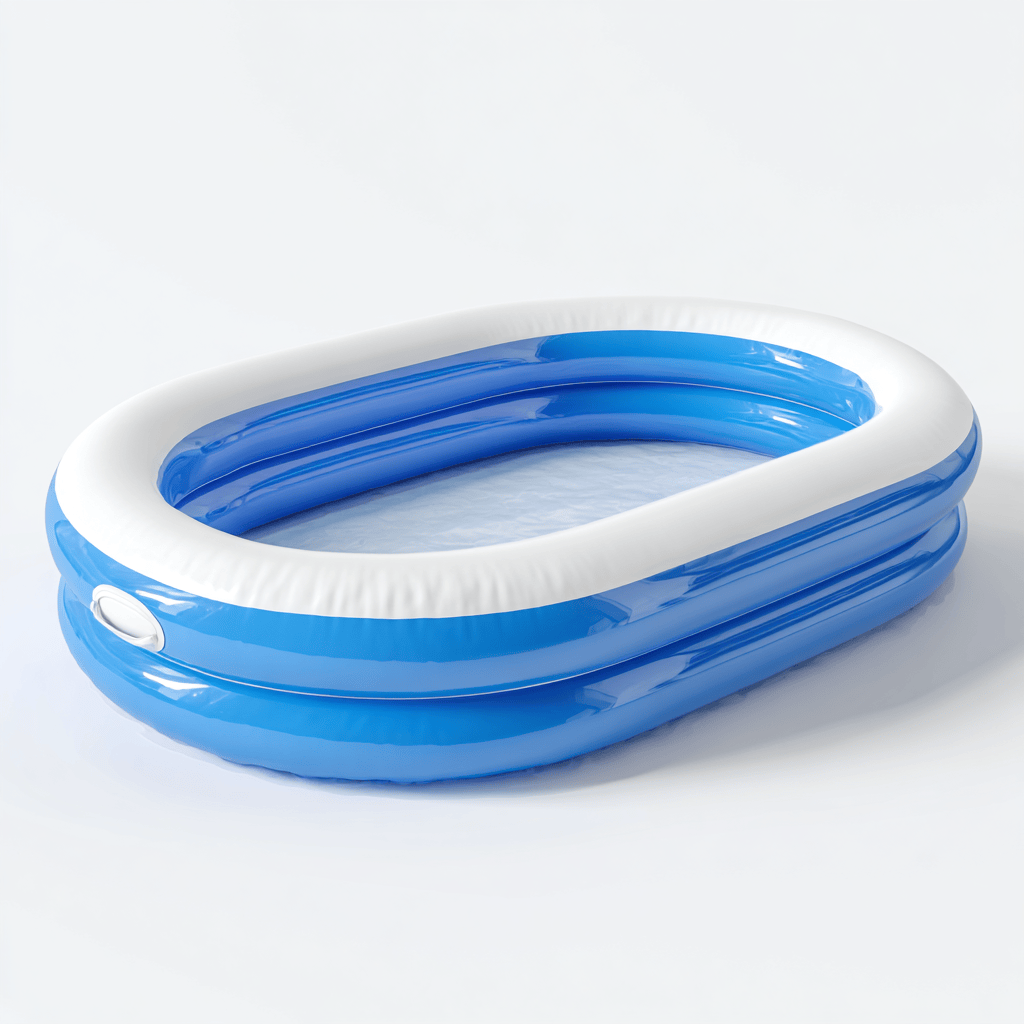 Piscine gonflable pour enfants – PVC – bleu/blanc – ovale – design minimaliste – pour jardin