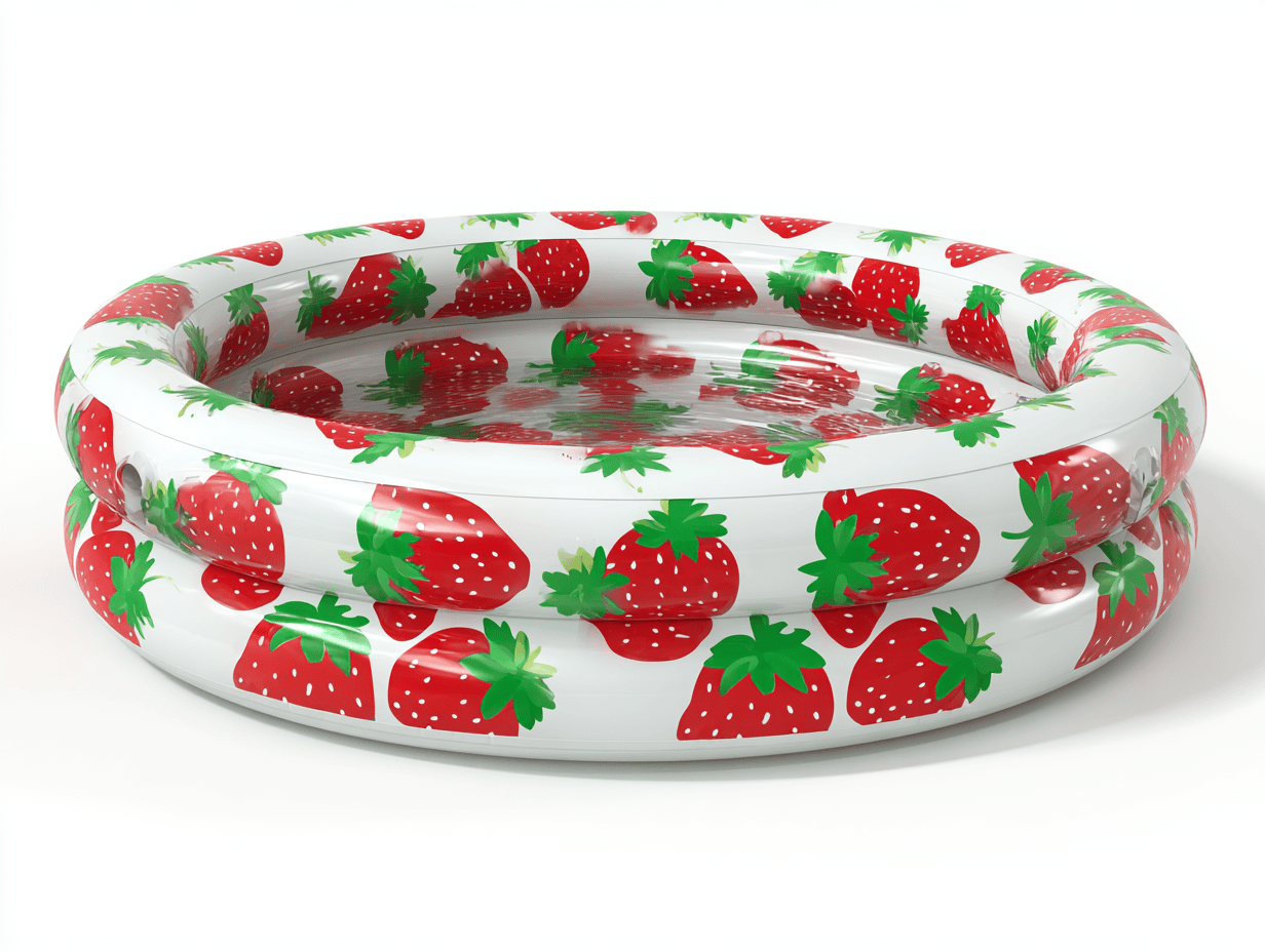 Piscine gonflable pour enfants – PVC – blanc/rouge/vert – motif fraise