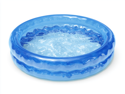 Piscine gonflable ronde pour enfants – PVC – bleu clair – bords ondulés – pour jardin