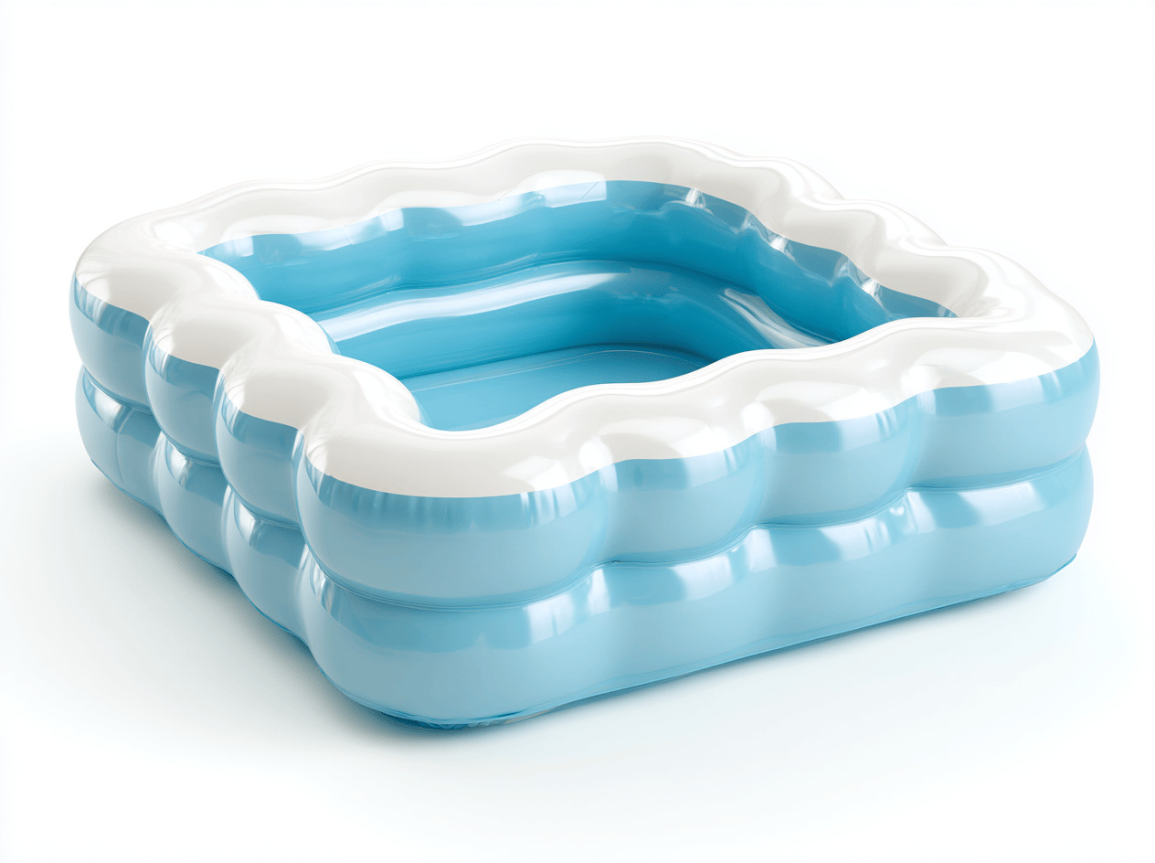 Piscine gonflable carrée pour enfants – PVC – bleu clair/blanc – design à bord ondulé – pour jardin