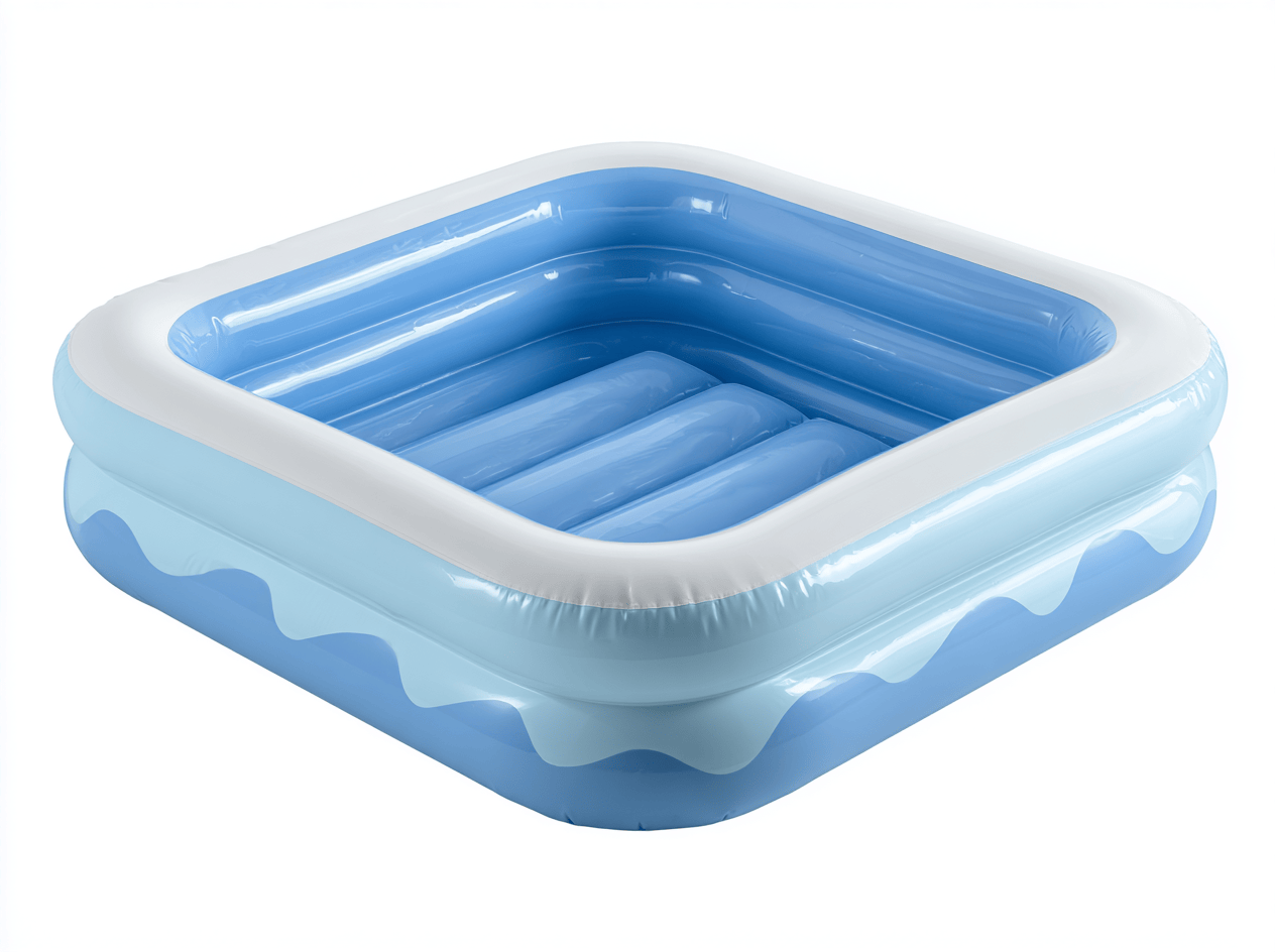 Piscine gonflable carrée pour enfants – PVC – bleu clair/bleu foncé/blanc – motif vague – pour jardin