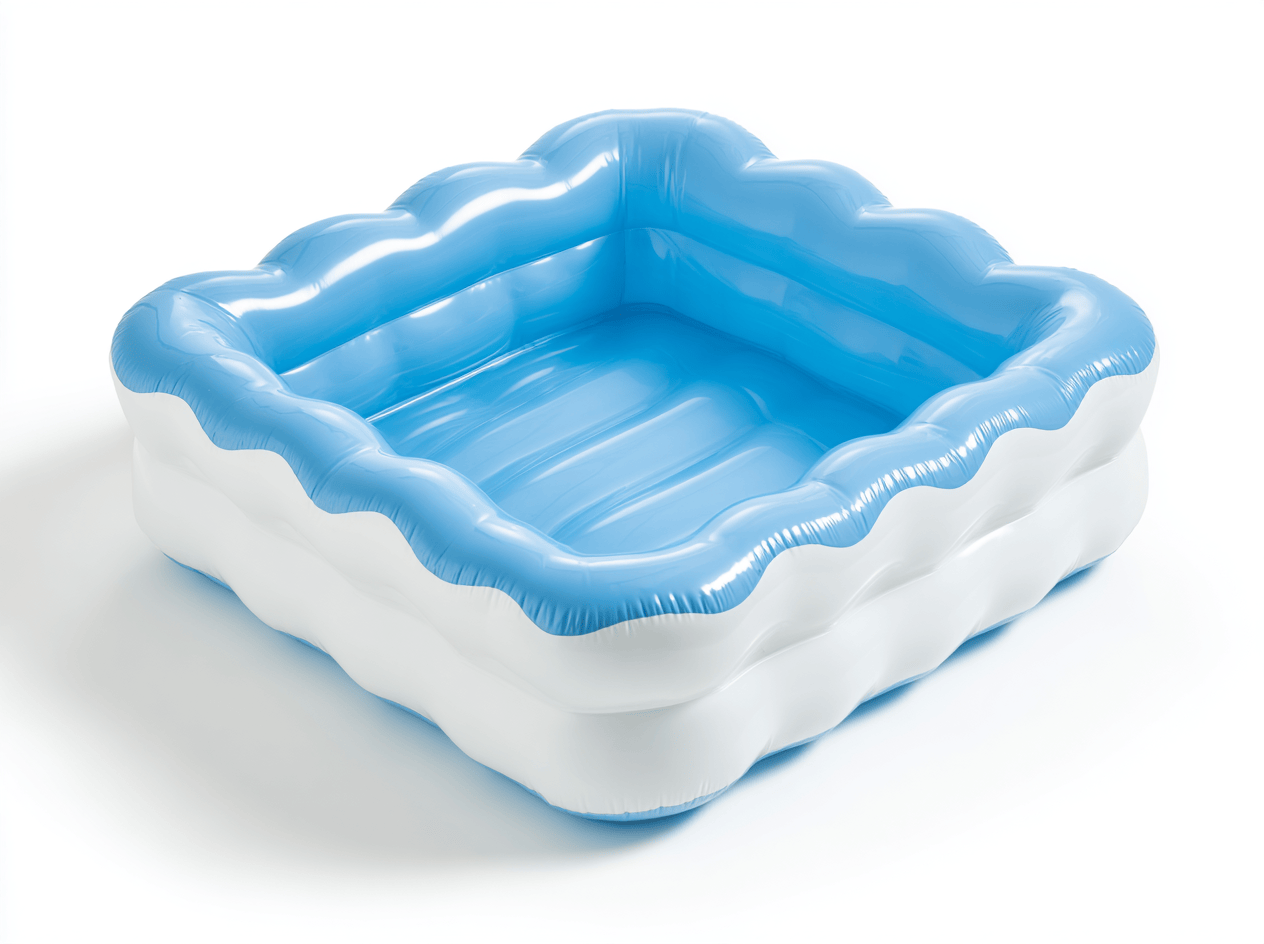 Piscine gonflable pour enfants – PVC – bleu clair/blanc – bord ondulé carré