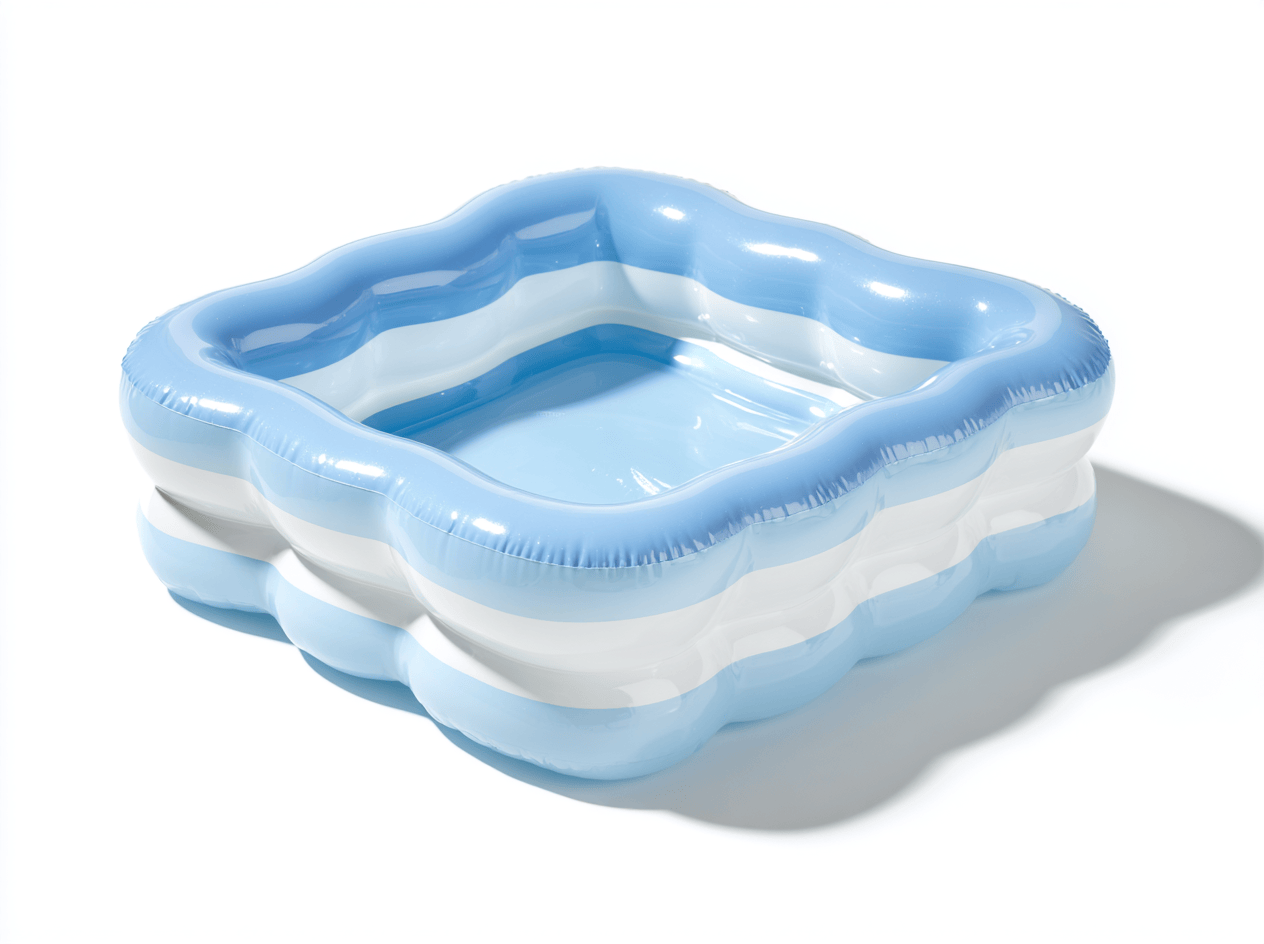 Piscine gonflable pour enfants – PVC – bleu clair/blanc – carrée à bord ondulé