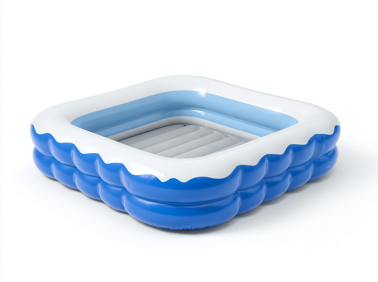 Piscine gonflable carrée – PVC – blanc/bleu – pour enfants – avec fond gonflable