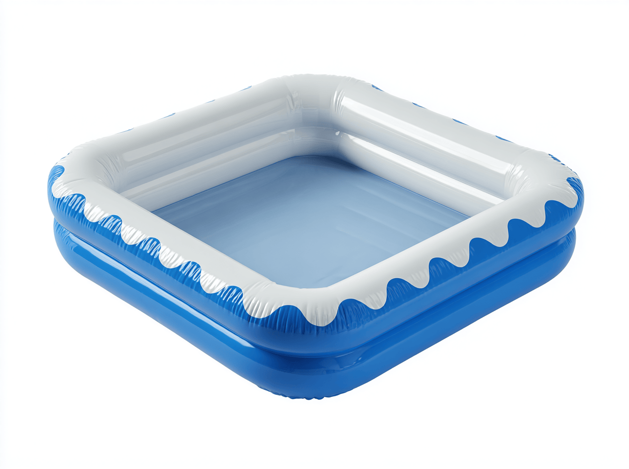 Piscine gonflable pour enfants – PVC – blanc/bleu – carrée avec motif ondulé