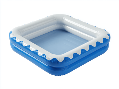 Piscine gonflable pour enfants – PVC – blanc/bleu – carrée avec motif ondulé