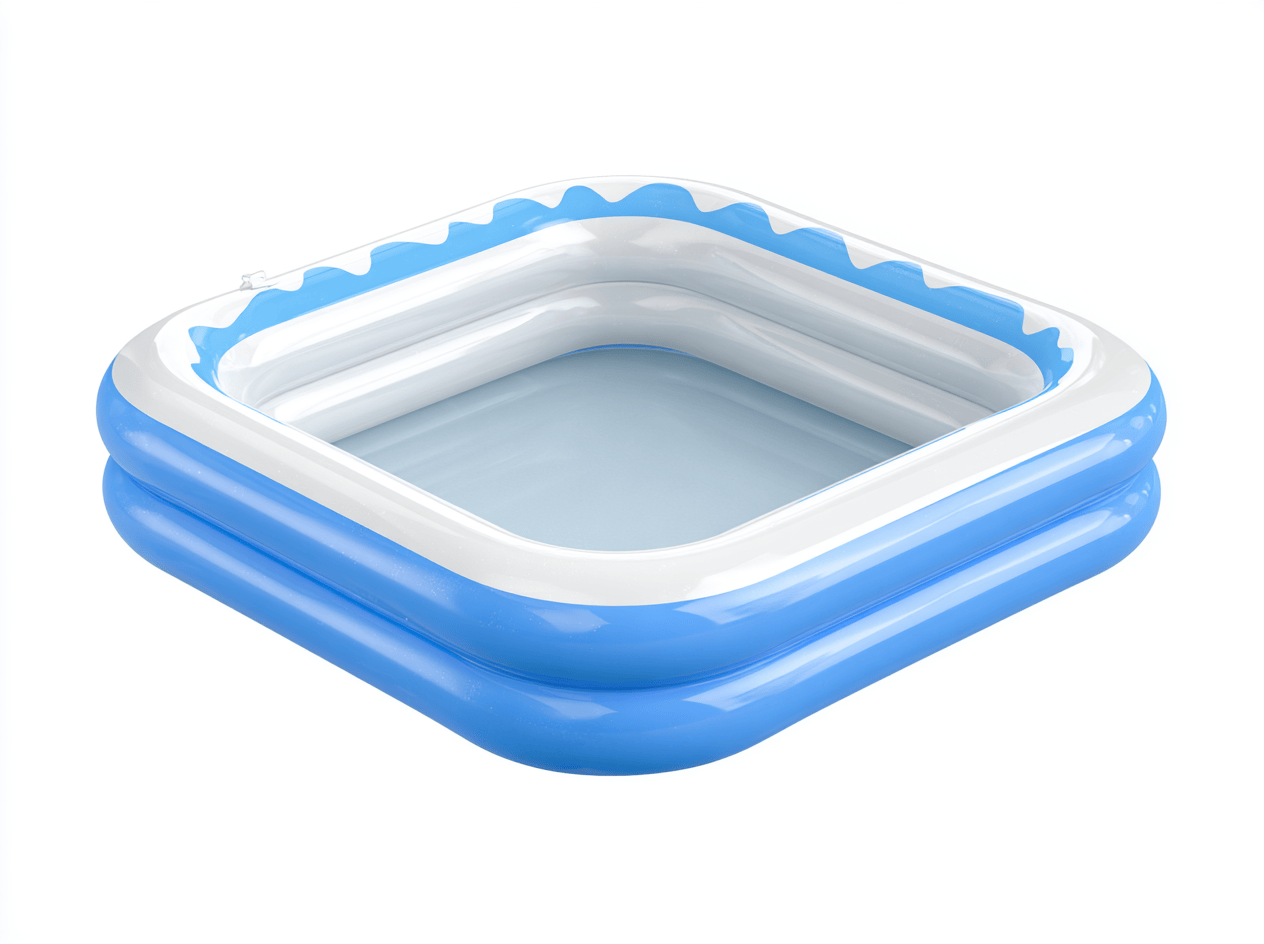 Piscine gonflable carrée – PVC – blanc/bleu – pour enfants – avec parois épaisses