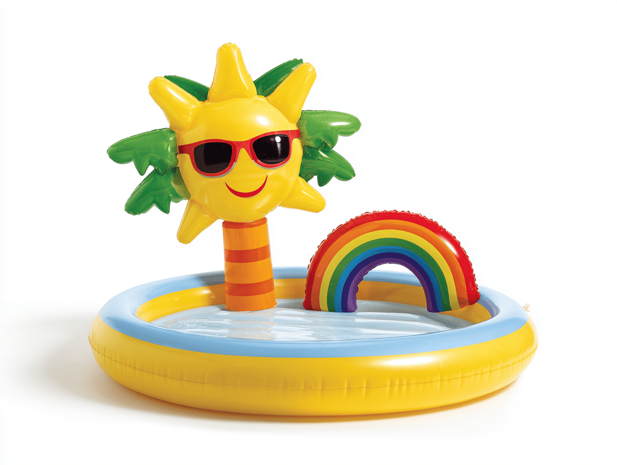 Piscine gonflable ronde – PVC – jaune/bleu/vert – pour enfants – avec accessoires gonflables